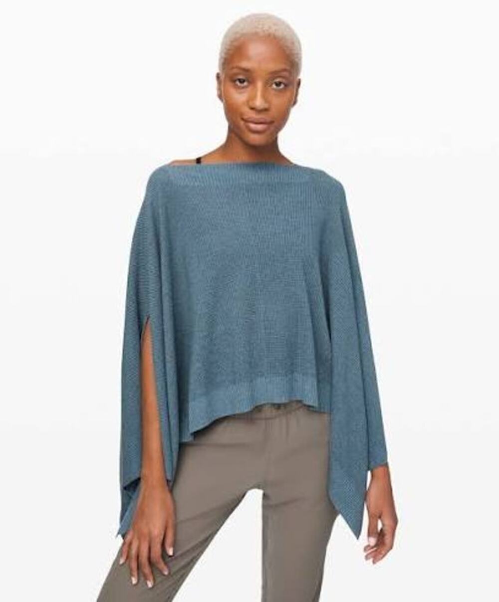 Lululemon athletica forward flow Poncho sweater dusty blue cape wrap